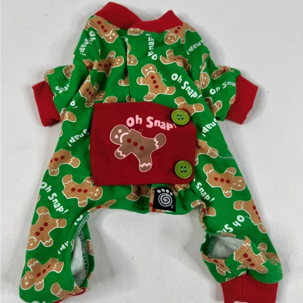 Oh Snap! Green Gingerbread Dog Christmas Outfit